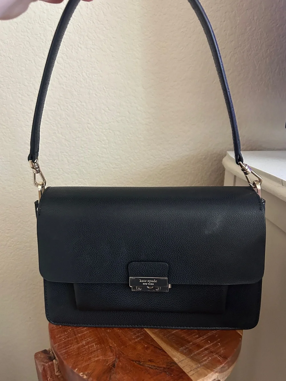 kate spade Black Leather Shoulder Bag with Top Handle